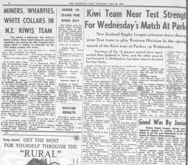 There was a lot of interest in the Kiwis coming to Parkes. Source: The Champion Post, Monday May 20 1963