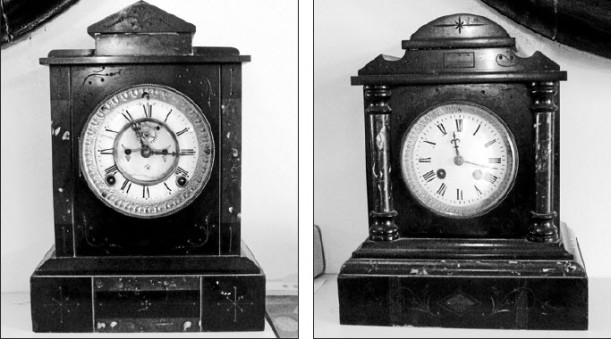 Two smaller clocks, made from marble by Bollinger. Source: Parkes Champion Post Monday May 23, 2011 page 7
